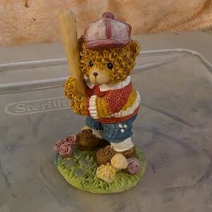Baseball Bear Figurine with Cap